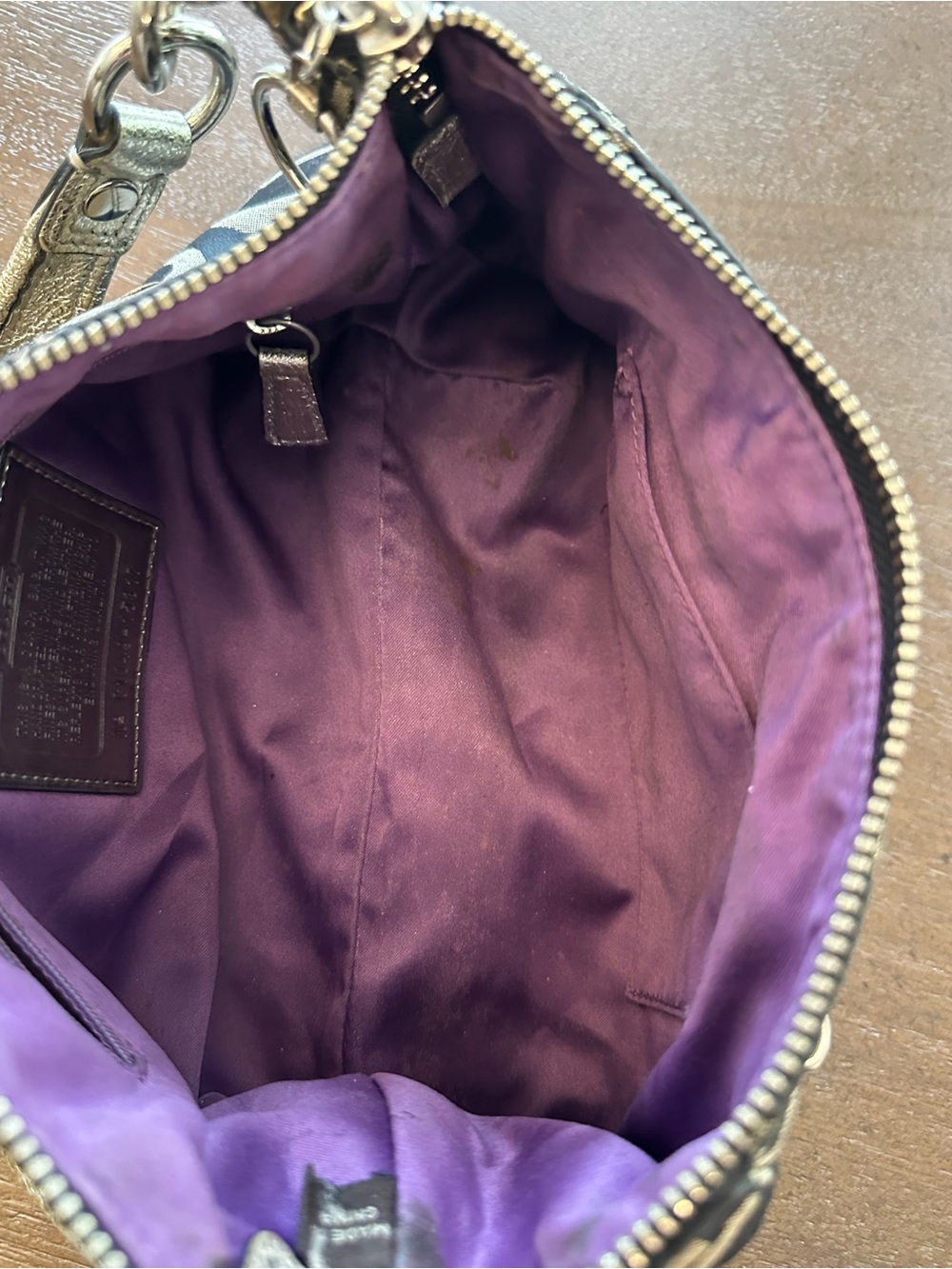 Coach Black and Gray Signature Canvas Shoulder Bag with Metallic Trim - Picture 8 of 14